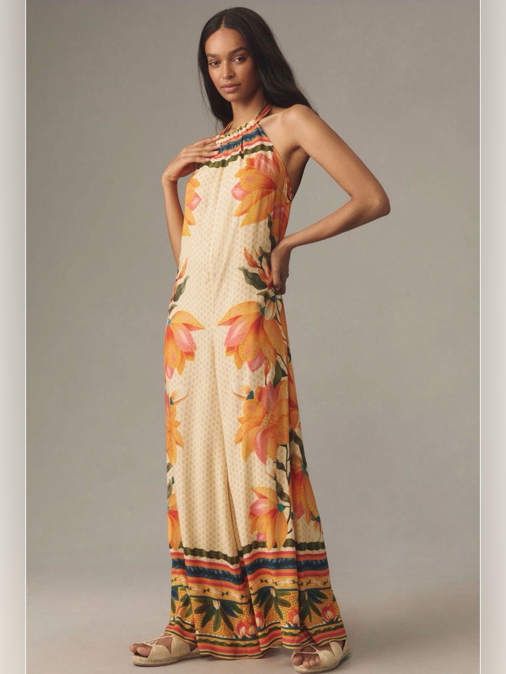 Farm Rio x Anthropologie Floral Halter Jumpsuit, Size S ✨ NWT ✨